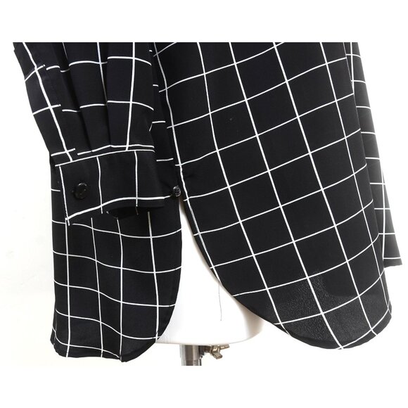 Vtg Women's PLUS Size 14/16 Window Pane-Plaid Tunic Button Up 3/4 Sleeve Shirt - Picture 3 of 8